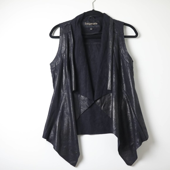 bagatelle Jackets & Blazers - Bagatelle Edgy Black Faux Suede Waterfall Vest Size Small